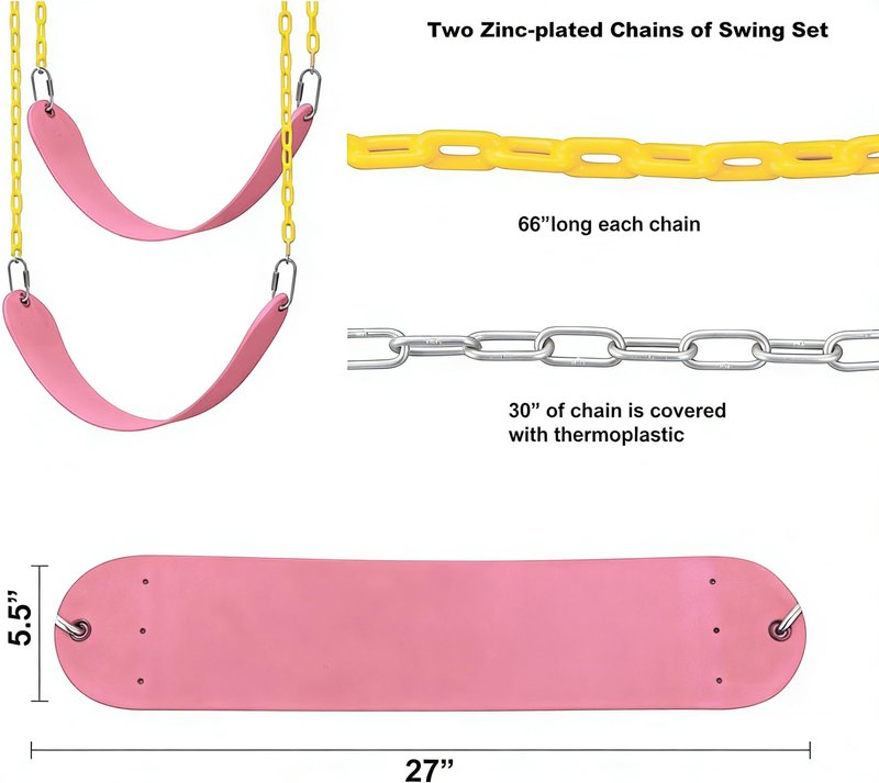 ABUSA Heavy Duty Children Set Hardware Replacement Kit Including 2 Pink Brackets 4 Hangers 2 Pink Seats for Outdoor Playground Equipment Parts Hardware Included (P007)
