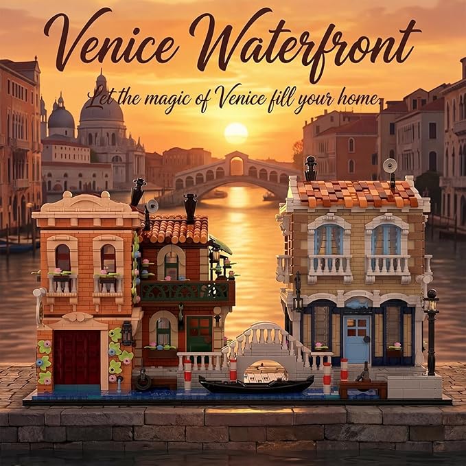 Venice Rivera Building Block Set Italian Canal City Architecture Street View Kit with LED Lighting Collectible Home Decor Gift for Adults &amp Teens4610 PiecesBarweer 010