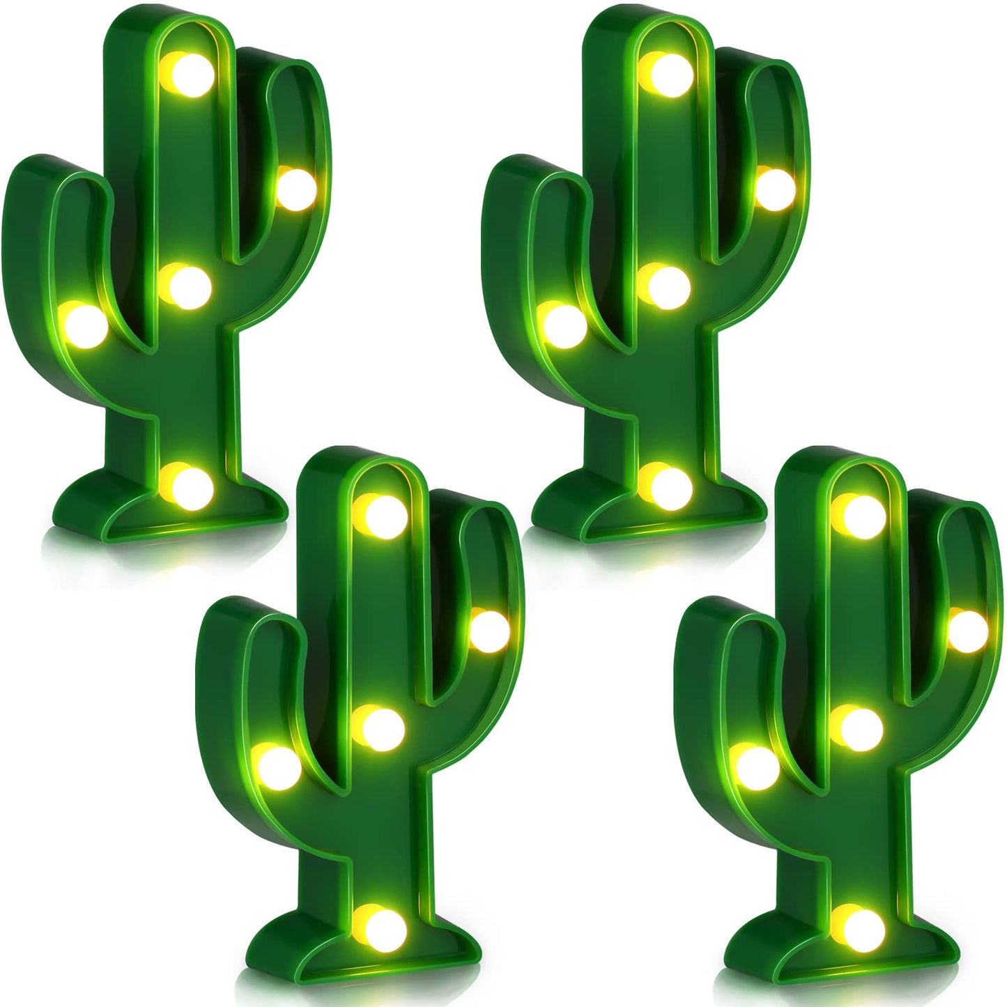 Jutom 4 Pieces LED Cactus Light up Taco Party Favors Mexican Cactus Party Decorations Fiesta Table Decor Cinco De Mayo Supplies Cute Night Lamp for Table Bedroom Supplies(4.72 x 2.76 Inch)