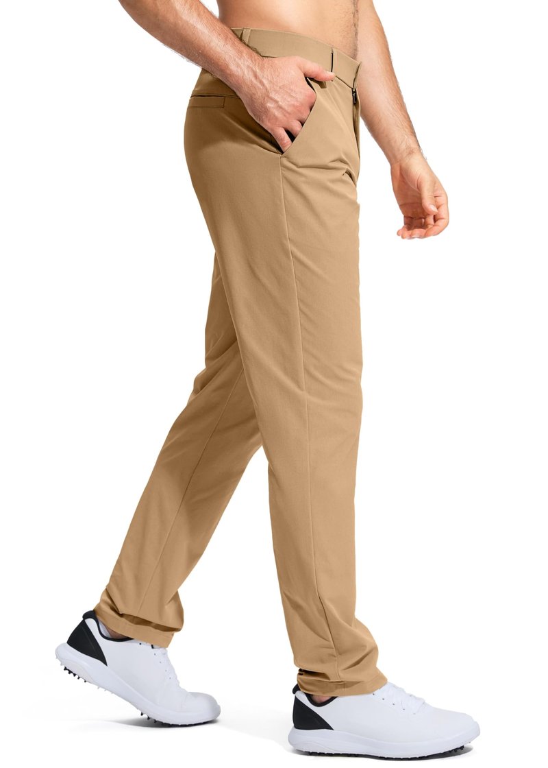 Pudolla Men's Golf Pants Stretch Work Pants for Men Dress Comfy Pants 32 Lightweight Quick Dry Casual Trousers(Dark Khaki 30Wx32L)