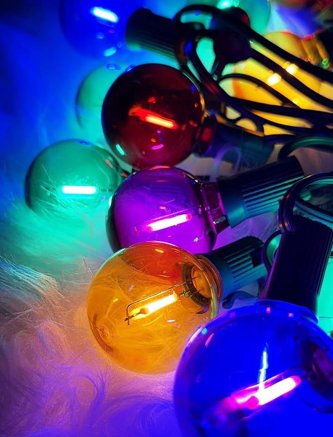 25Ft LED Christmas Outdoor String Lights, G40 Globe Lights with 27 0.6W Clear Multicolor Bulbs, Vintage Christmas Lights for Holiday Party Backyard Wedding Garden Patio Porch Decor, Green Wire