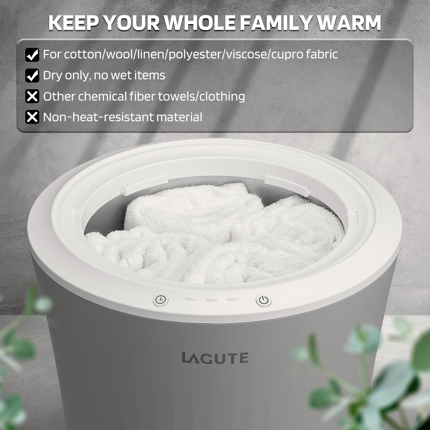 Lagute iSnug Towel Warmer for Bathroom, with 3-Level Timer, Warning Alarm & RGB Light, Auto Shut-Off, 5.3 Gal Heating Bucket for Bathrobe, Blanket, Ideal for Gifts