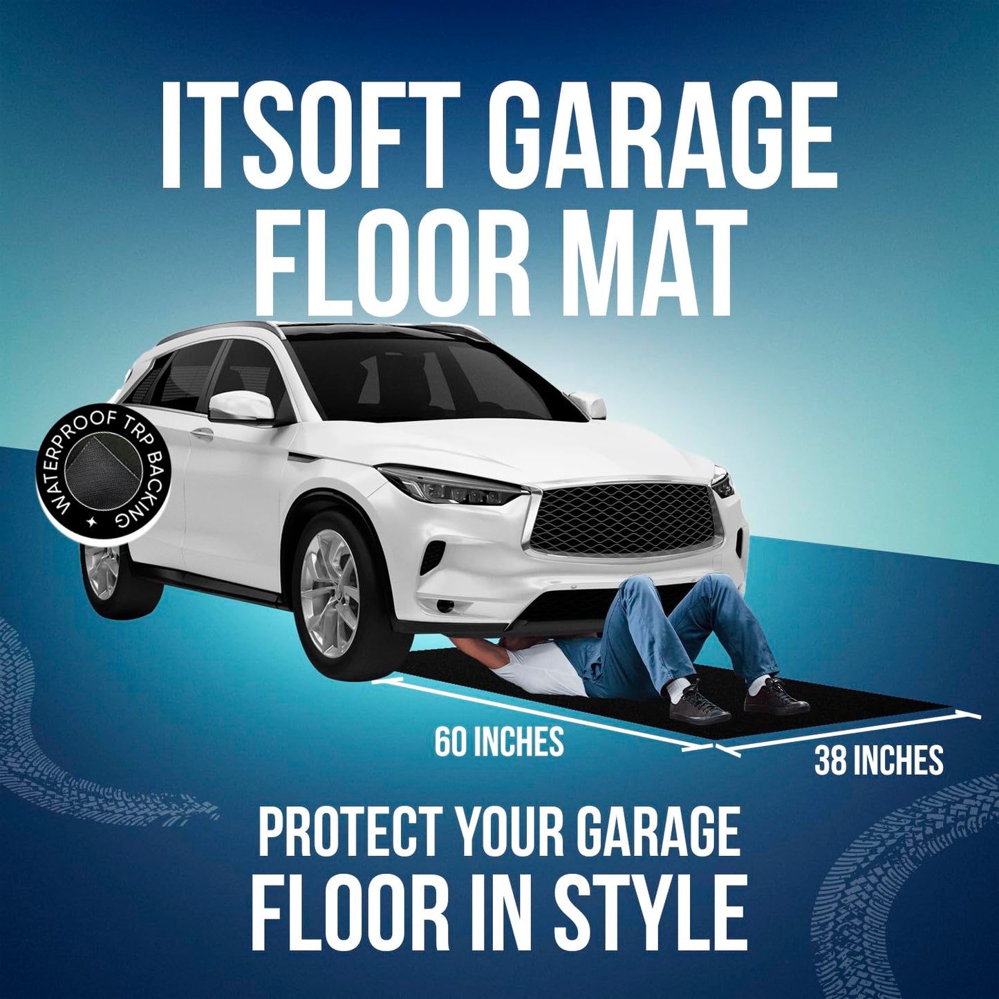 ITSOFT Garage Floor Mat for Under Car 5x3 Feet, Oil Spill Mat & Mechanic Pad, Oil Drip Pan, Absorbent, Washable, Non Slip & Waterproof Garage Mats