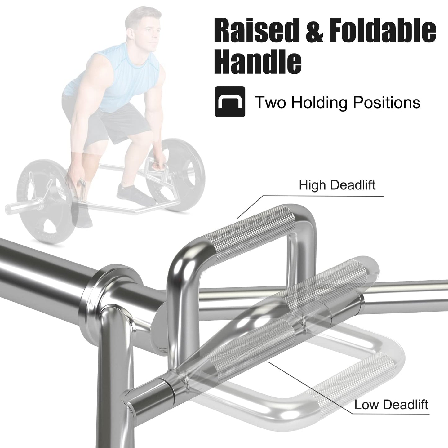Goplus 56’’ Olympic Hex Trap Bar, Heavy Duty Barbell Trap Bar with Flat or Raised Knurled Handles for Squats, Deadlifts, Shrugs, Strength Training Weight Lifting (Sliver, fit 2’’ weight plates)