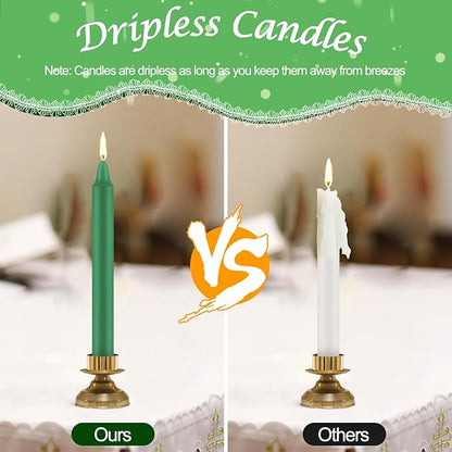 Tobeape Spell Chime Candles 24 pcs Green Candles, 4" Tall Unscented Mini Taper Candle Christmas Candle, for Witchcraft, Wiccan Altar, Magic Tools, Rituals, Prayer, Meditation and Party