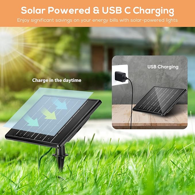 ZYAN Solar Powered Landscape Spotlights, Green Cord Solar Spot Lights Outdoor Auto On/Off, Waterproof Landscape Lighting for Yard, Garden, Lawn, Plant, Tree, Wall, Fence (Warm-White, 4 Pack)
