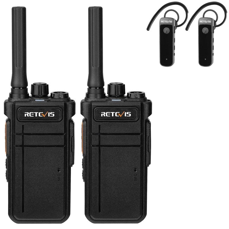 Retevis RB37 Bluetooth Walkie Talkies,Bluetooth Two Way Radio New Version,2000 mAh&120h Standby Long Battery Life,Wireless Earpiece,Flashlight,VOX,Type-C,2 Way Radio for Church Hospital Family(2Pack)