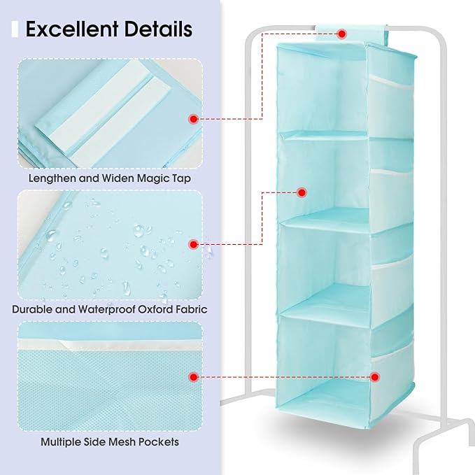 PetsHome 4-Shelf Hanging Closet Organizer, Space Saver, Closet Hanging Storage