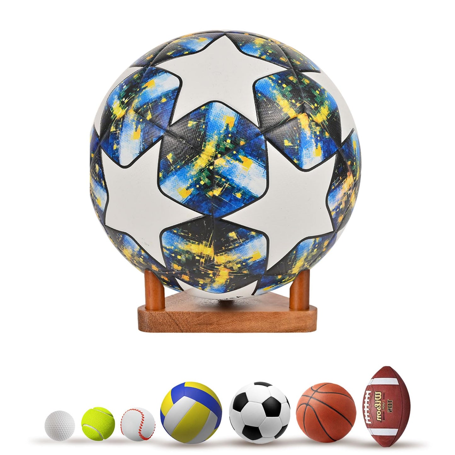 CRNHIGY Ball Racks, Soccer Racks, Basketball , Volleyball Souvenir Display , made of walnut wood