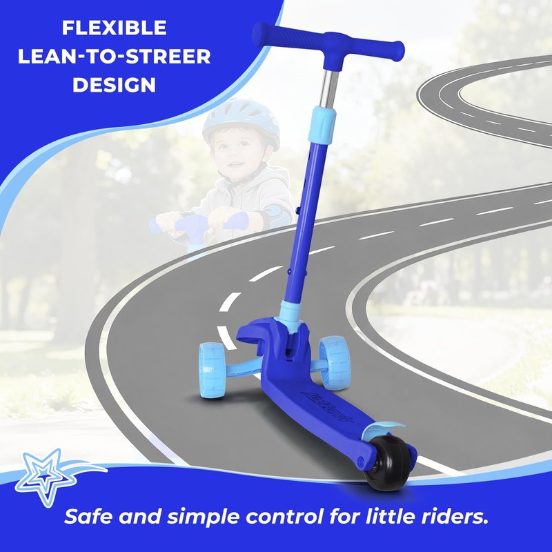 Nattork Kids Scooter for Boys Girls with Light Up Wheels, 3 Adjustable Height Handlebars, Lean-to-Steer Technology, Widen Anti-Slip Deck, 3 Wheel Scooter for kid ages 3-8, Support Riders Up to 110 LBS