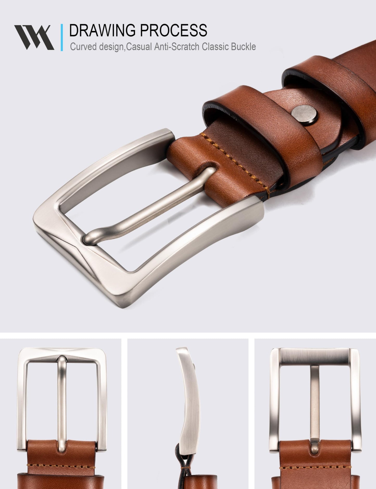 WOLFANT 1.5" Full Grain Leather Belt for Men in Gift Box,100% Italian Real Solid Leather