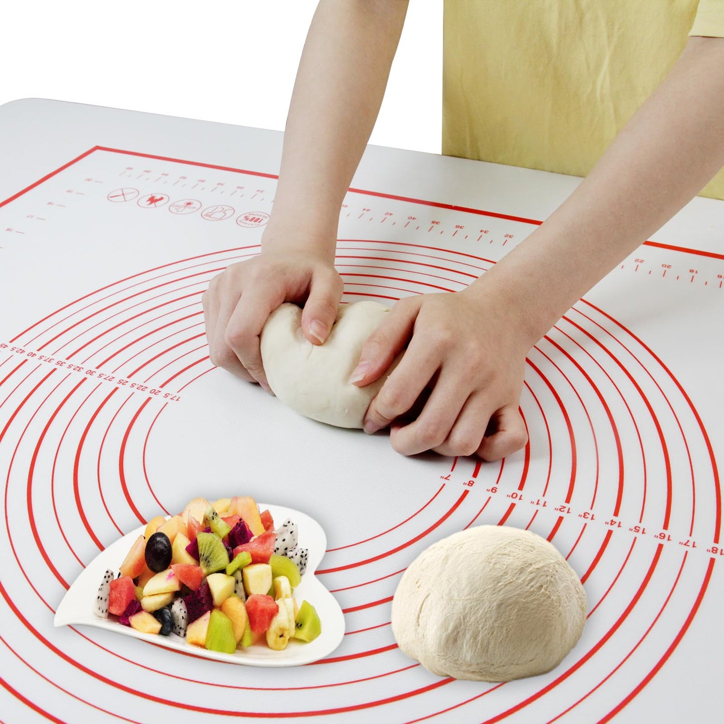 Dough Mat Pastry Silicone Baking Mats 32x24" Red for Rolling Dough Kneading Sheet Sourdough Bread Baking Supplies