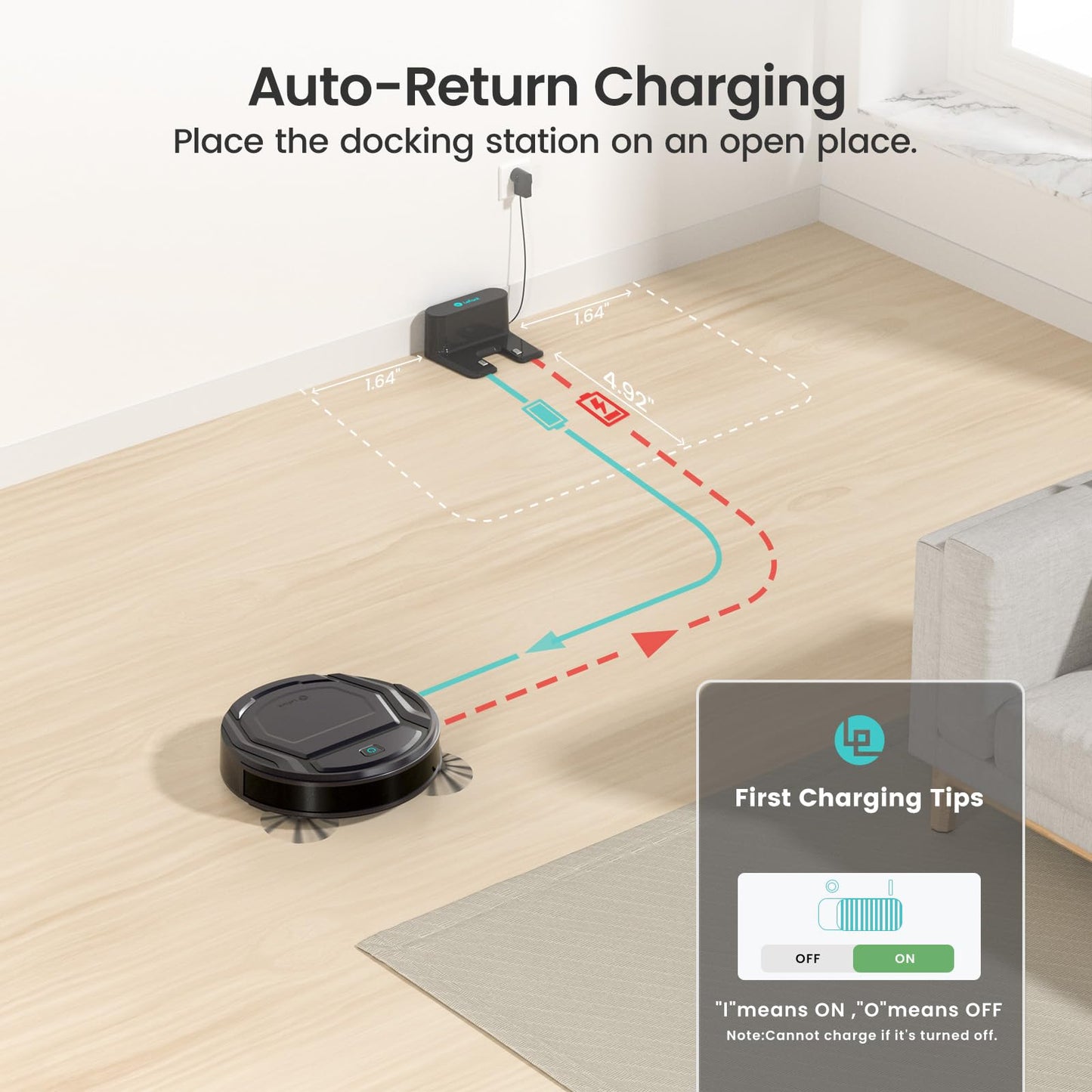 Lefant Robot Vacuum Cleaner, 120 Mins Runtime, Compact Design, Low Noise, Powerful Suction, Wi-Fi/App/Voice Control, Self-Charging, Scheduled Cleaning, Ideal for Pet Hair and Hard Floors, M210 Black