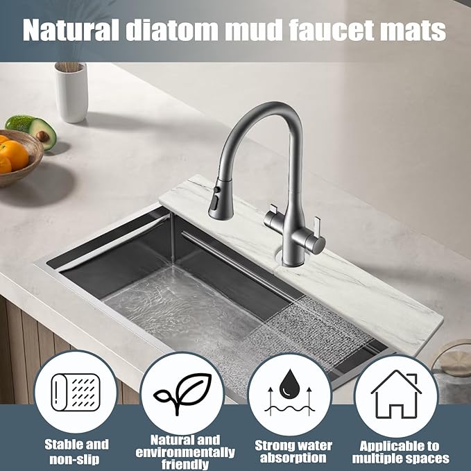 Stargaz Faucet Mat For Kitchen Sink，Sink stone quick dry around faucet