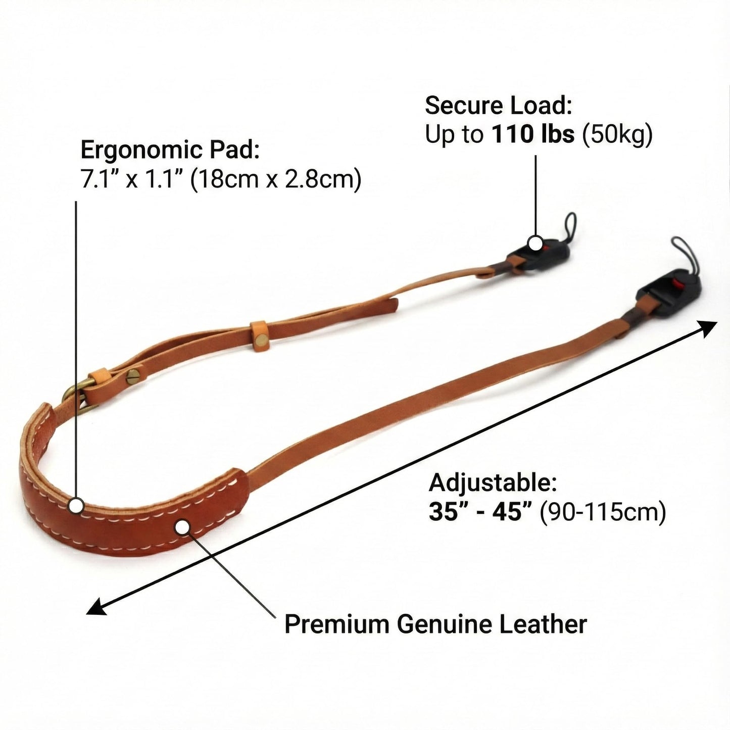 SNLxStudioz Genuine Leather Camera Neck Strap with Quick Release - Thin Shoulder Strap for Sony, Fujifilm, Canon, Nikon Mirrorless & DSLR - Vintage Retro Professional Camera Strap