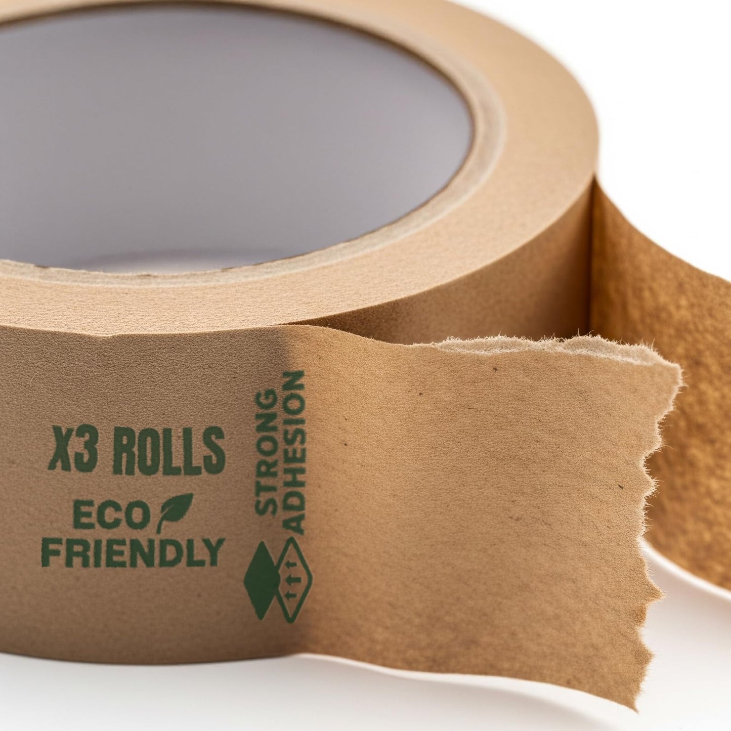 ALNAMAUS 3 Rolls 2 Inch 58 Yards Each (174 ft) Brown Kraft Paper Packing Tape, Heavy Duty, Writable & Hand-Tearable, Eco-Friendly, Great for Moving Boxes, Masking, Sealing & Frame Painting