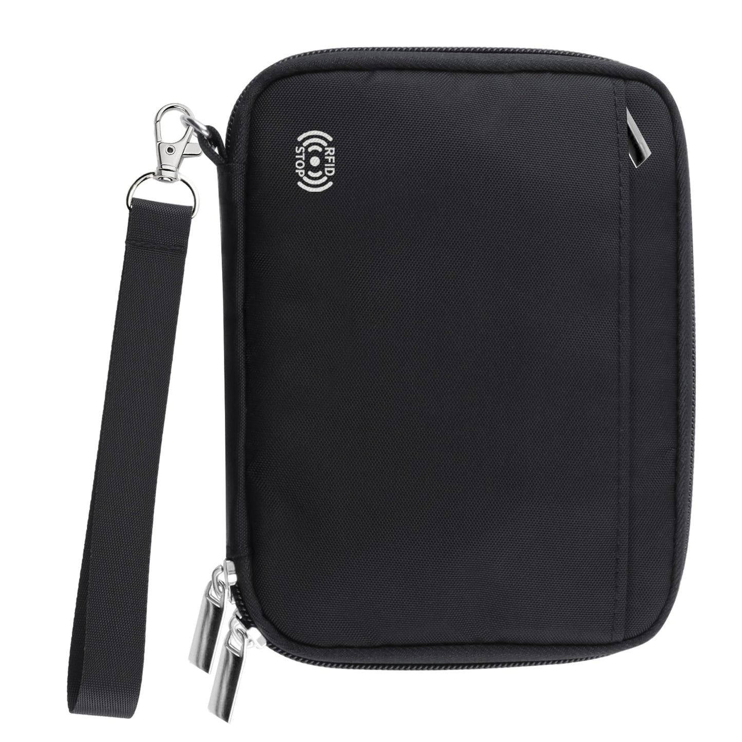 WALNEW Passport Holder Family for 4, RFID Blocking Travel Wallet Women Men, Lightweight Zipper Document Organizer Pouch Bag Credit Cards Case Cover for Travelling, Black