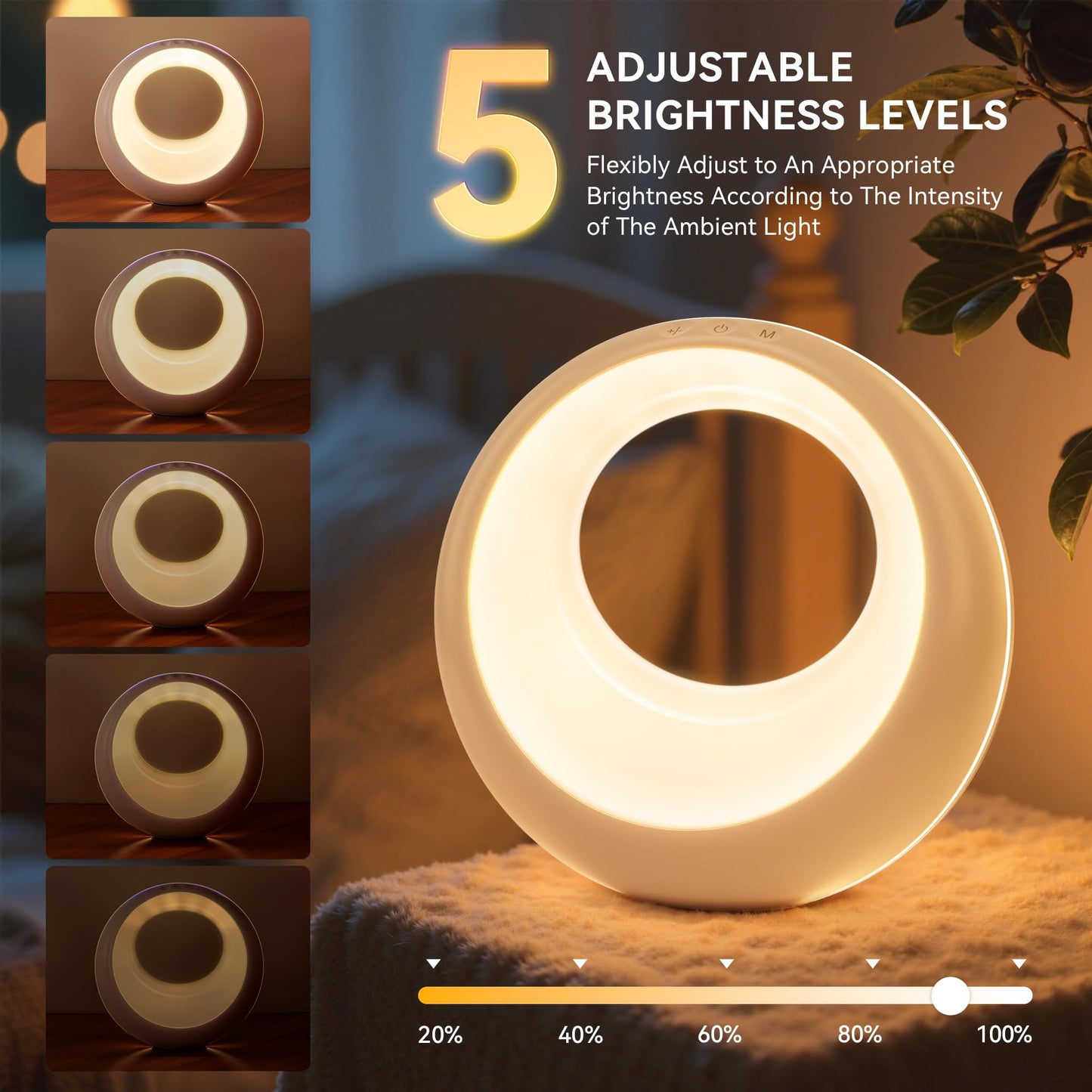 Auxmir LED Night Light Bedside Lamp Touch and Remote Control Dimmable Tabletop 13 RGB Colors Changing 5 Brightness Adjustable Rechargeable Portable Lamp for Baby Kids Nursery Bedroom Bathroom Camping