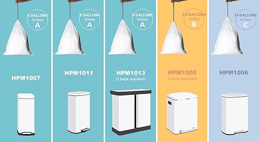 happimess HPM3000B-WHITE 5.3 Gallon Kitchen Drawstring Trash Bags, Trash Can