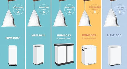 happimess HPM3000B-WHITE 5.3 Gallon Kitchen Drawstring Trash Bags, Trash Can