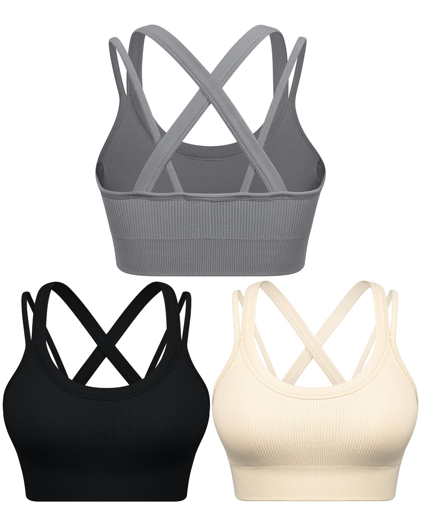 WANAYOU High Support Sports Bras for Women Cross Back Workout Sports Bra