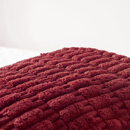 Fancy Homi Burgundy Long Body Lumbar Decorative Throw Pillow Covers 20x54 Inch for Bed Couch Bedroom Bench, Soft Corduroy Rectangle Solid Pillow Case, Rustic Farmhouse Boho Room Decor