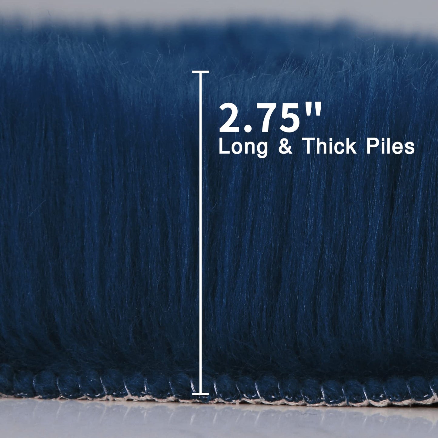 duduta Navy Blue Faux Sheepskin Runner Rugs 2x6 ft, Fluffy Shag Bedroom Bedside Rug Fur Couch Sofa Covers Washable