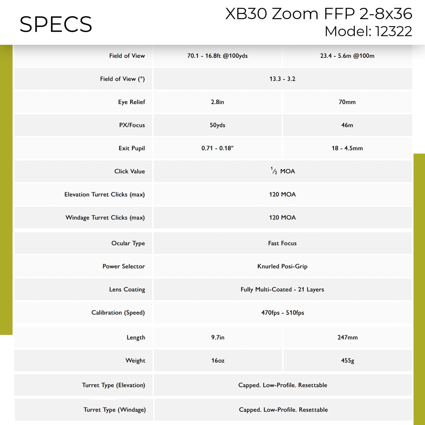 HAWKE XB30 Zoom FFP 2-8x36 Fogproof Illuminated 30mm Tube Crossbow Scope