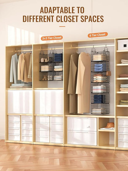 6 Tier Closet Hanging Organizer, Metal Closet Organizers and Storage