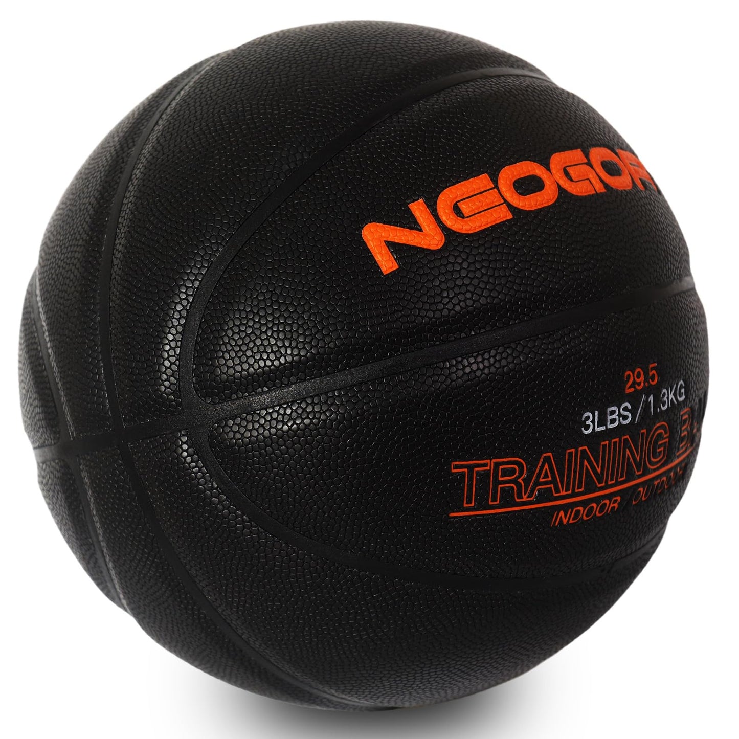 NEOGOAT 3LBS 29.5" Weighted Basketball Size 7 Heavy Basketball Training Equipment for in& Outdoor Improving Handling Dribbling, Passing&Rebounding Skills Weighted Training(Deflated)