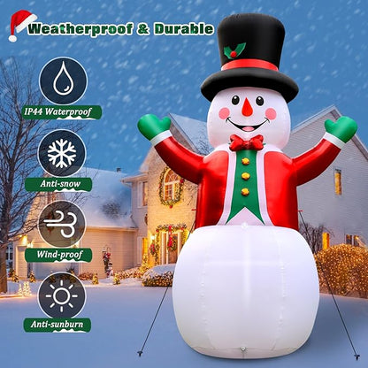 FunFanso 12 FT Christmas Inflatable Giant Snowman Outdoor Decorations, Blow up Snow Man Wear Magic Hat & Red Suit, Built-in Bright LED Lights for Holiday Lawn Yard Garden Patio Porch Xmas Party Decor