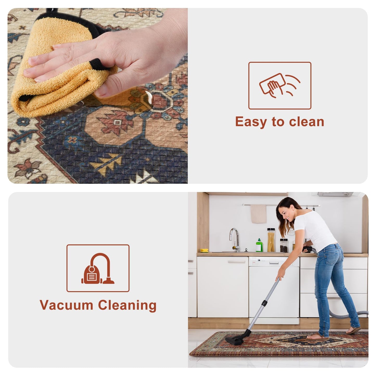 KIMODE Farmhouse Kitchen Mats, Anti Fatigue Kitchen Rugs Sets of 2, Non Slip Waterproof Kitchen Floor Mats, Ergonomic Cushioned Comfort Standing Mat, Red Laundry Room Rug for Office, Sink, Desk