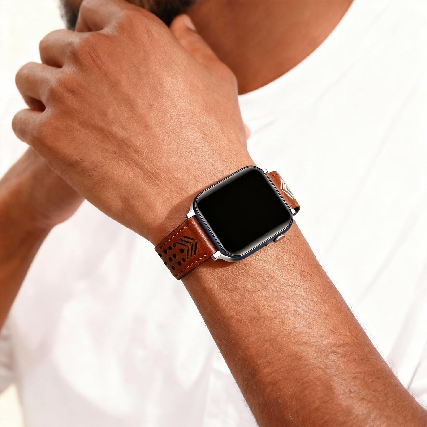 Hollow-out Genuine Leather Watch Band for Apple Watch, Dressy Strap for Women Lady Small Wrist, Compatible with Apple Watch Series 11 10 9 8 7 6 SE 3 2 1 Ultra 38mm 40mm 41mm 42mm 44mm 45mm 46mm 49mm