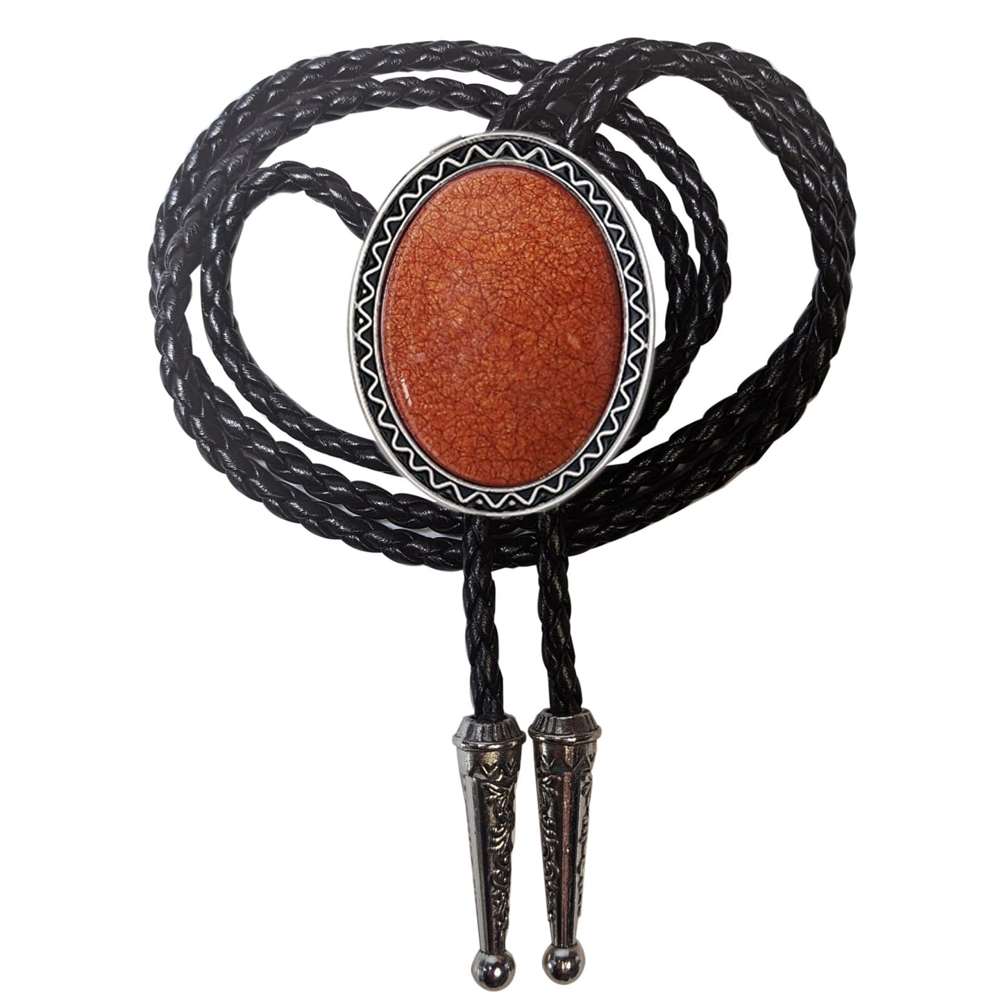 Himongoo Bolo Tie for Men & Women – Orange Coral Stone Western Necklace, Adjustable Cowboy Wedding Jewelry