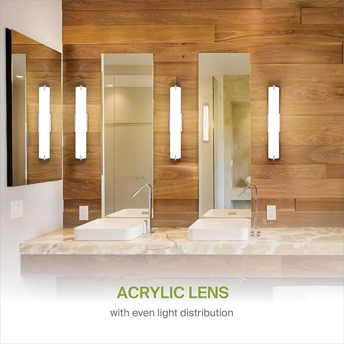 ASD LED 24" Vanity Wall Mount Light Fixture, Linear Bathroom Lighting Bar | 3CCT, Dimmable, Energy Star, ETL Listed | 25W 1950LM 3000-5000K 120V | Long Tube Bath Sconce Over Mirror | Nickel, 4 Pack