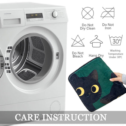Homantic Short Plush Fun Toilet Rug Black Cat U Shaped Bathroom Rugs Toilet Mat Cute Contour Rug Non Slip Water Absorbent Funny Bathroom Decor Washable Green Toilet Rug 24x20 Inches