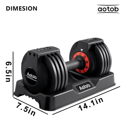 AOTOB 25/55 LBS Adjustable Dumbbell Set, Anti-Slip Fast Adjusting with Turning Handle, Adjustment for Men and Women, Weights Pair for Compact Home Gym Exercise Strength
