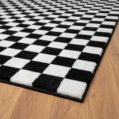LUXE WEAVERS Geometric Checkered Black and White 5x7 Area Rug