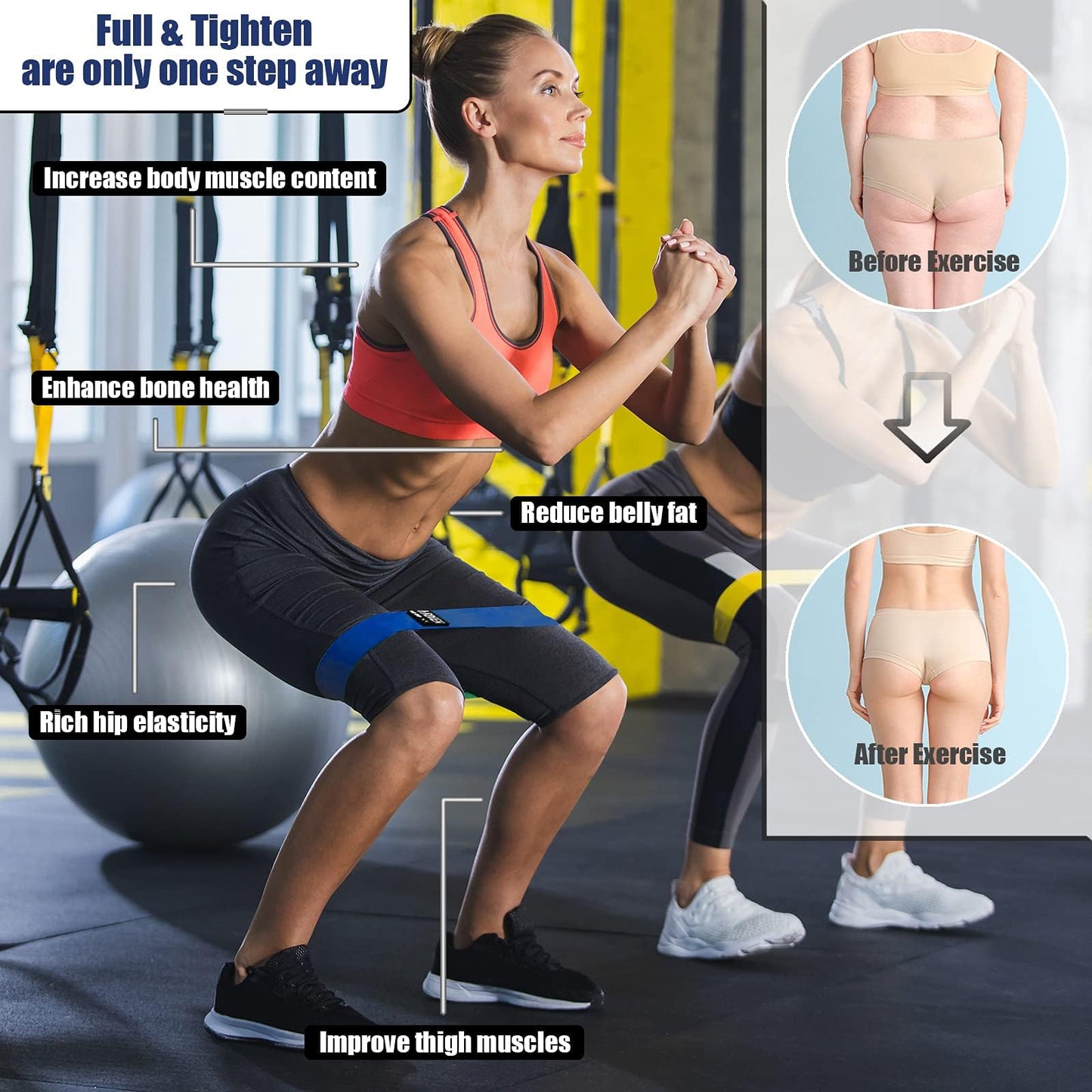 Resistance Bands for Working Out, Exercise Workout Bands for Women & Men, 3 Levels Elastic Stretch Bands for Exercise with Carry Bag for Physical Therapy, Home Fitness, Strength Training, Yoga