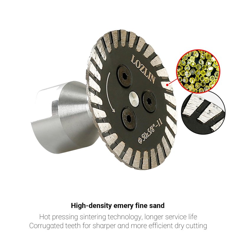 LOZLIN 50mm Diamond Saw Blade 5/8-11 Thread, Turbo Rim Cutting Disc for Granite Marble Concrete Stone, Compact Engraving Wheel for Angle Grinder Rotary Tool Power Drill