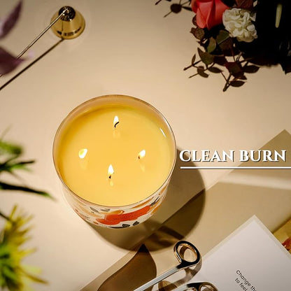 HomeLights Citrus Wood Sage Scented Candles | 18oz Soy Candles Eclectic Mixed Styles 4-Wick Large Candle Jars | Ideal Candle Gifts for Events, Home Decor Stress, Relief & Relaxation