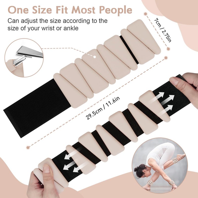 Wrist Weights for Women, Adjustable Ankle Weights Silicone Bracelet Weights Arm Leg Weights for Women Men Ankle Weights for Yoga Running Swimming Pilates Gym, 1 Pair (1 lb Each) (Beige)