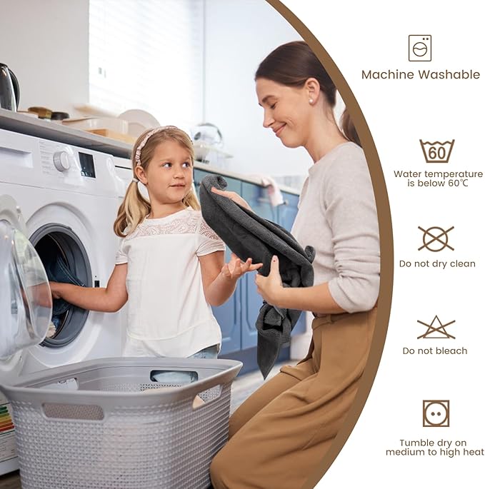 SEMAXE Grey Bath Towels Set of 4, 100% Cotton Luxury Bathroom Towels, and