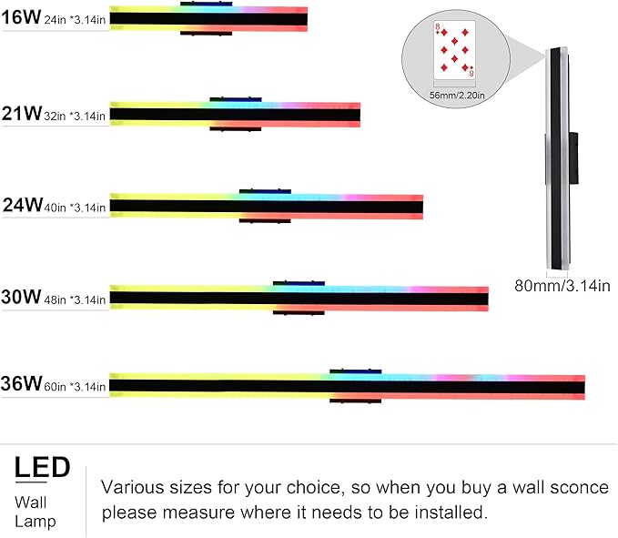 TODOLUZ 2-Pack 40-Inch Outdoor RGB Long Linear Wall Light Fixture, IP65 Waterproof 24W LED Exterior Wall Sconce Lighting with Remote Control for Indoor Party Garage