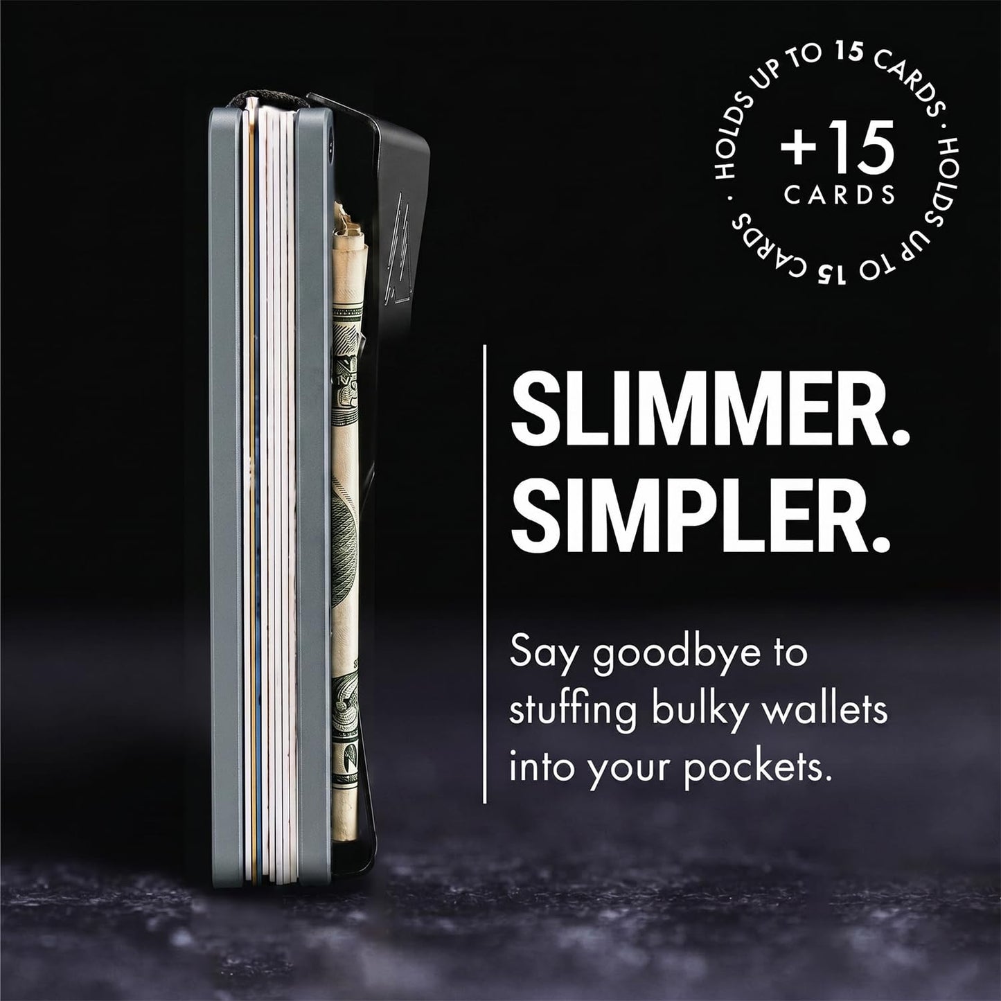 Mountain Voyage Co Minimalist Wallet for Men & Women - Slim RFID Wallet, Scratch Resistant, Credit Card Holder & Money Clip, Easily Removable Money & Cards, (Matte Grey)