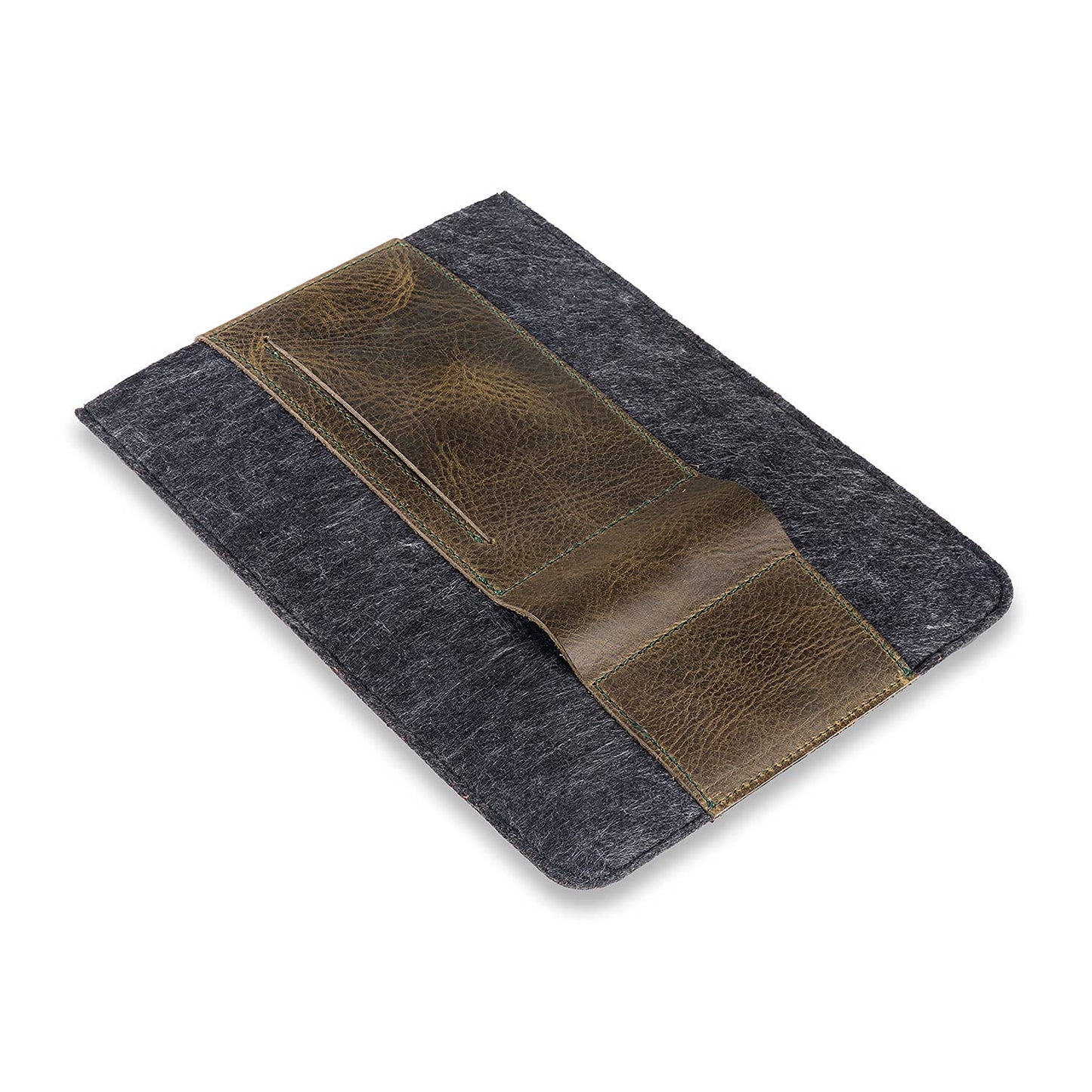 MegaGear Genuine Leather Tablet Sleeve Case for iPad Pro 11 inches, All Generations iPad Air & iPad (Green, 12.9 Inch)