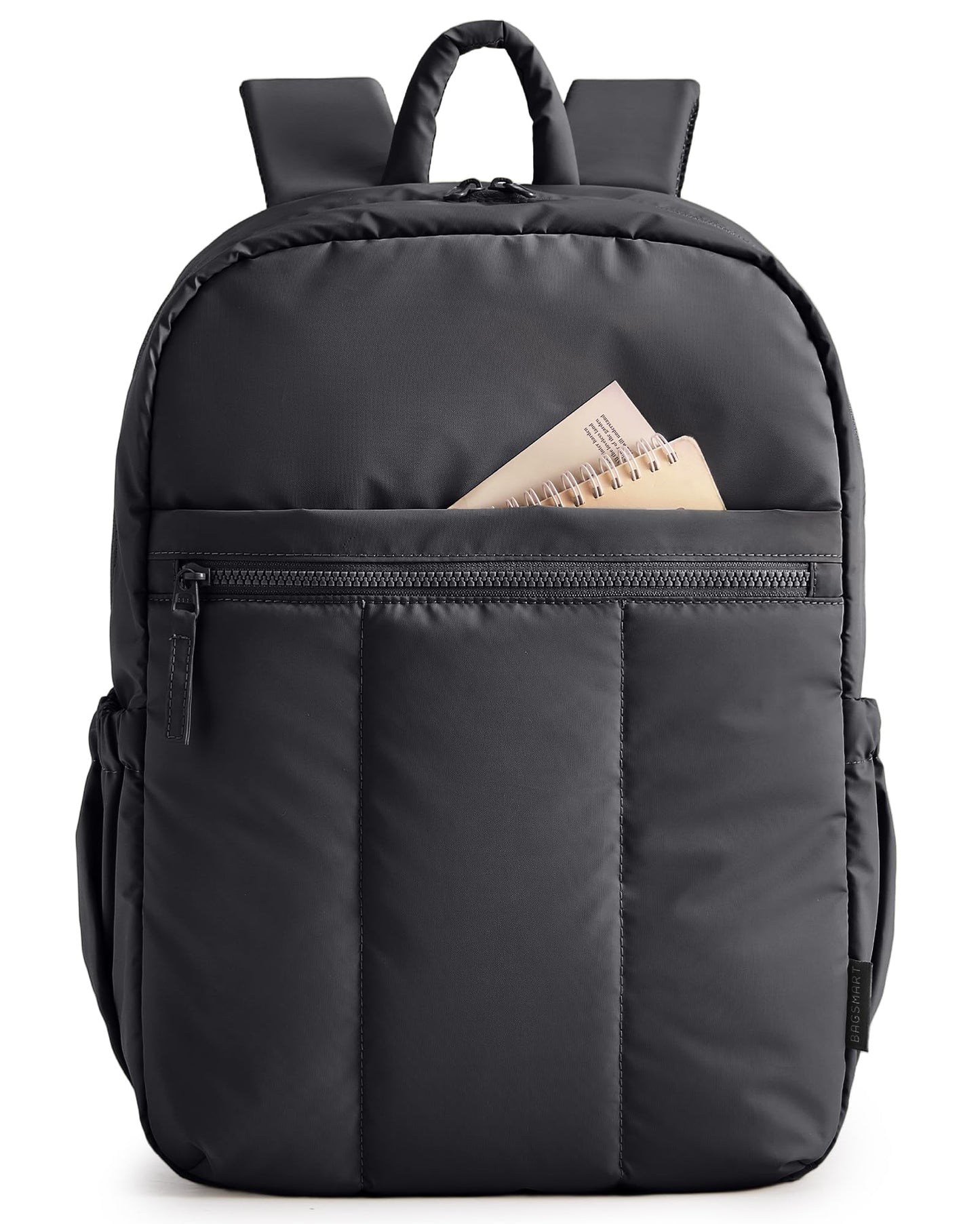 BAGSMART Backpack for Women, Travel Backpack with Large Side Pocket, 15.6 Inch Work College Backpack Purse, Waterproof Business Teacher Laptop Bag, Black