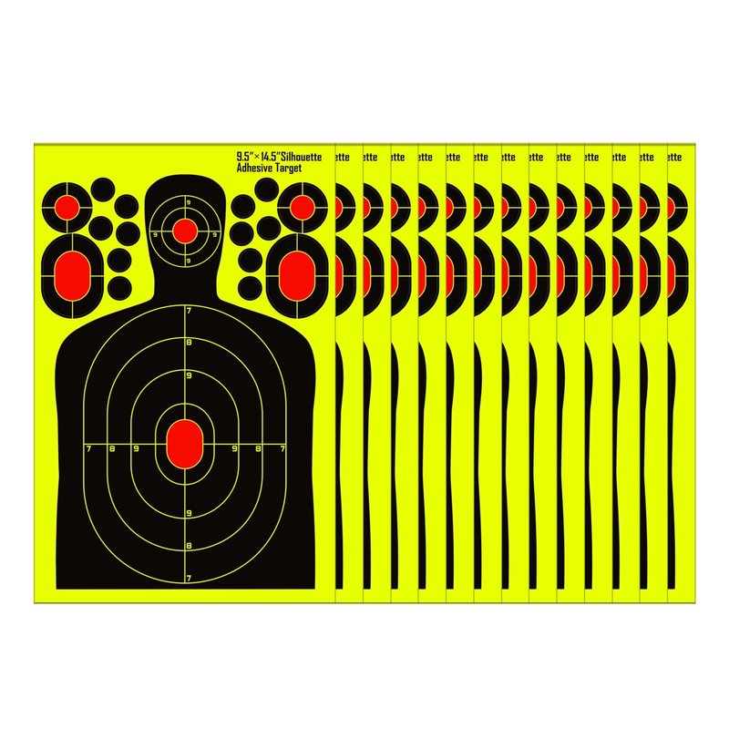 PTPHJEG 9.5x14.5 inch Silhouette Splatter Targets - Bright Fluorescent Yellow Easily seen on Impact When Hitting Target for BB Guns, airguns, Rifles, Indoor and Outdoor ranges (25 Pack)