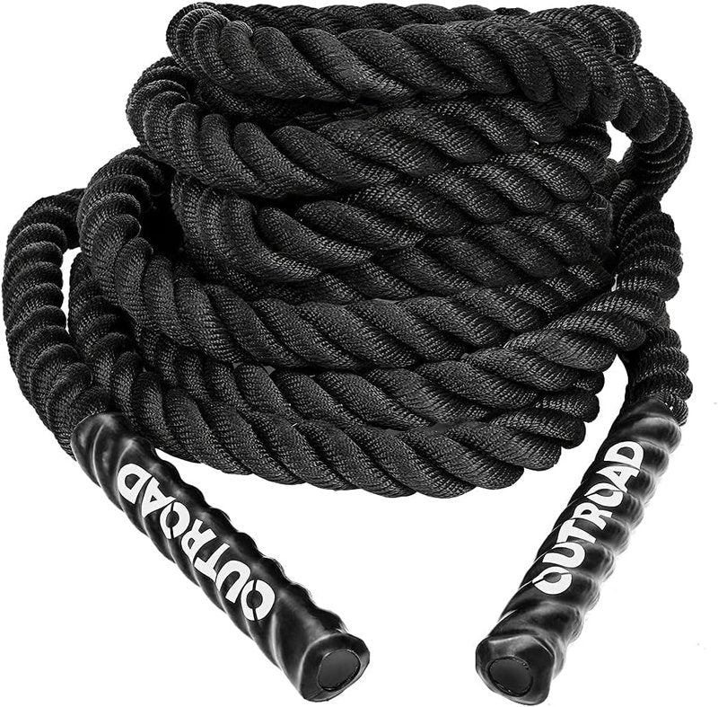Heavy Battle Ropes - 1.5 Inch 30 Ft Polyester Workout Rope for CrossFit & Home Gym | Full Body Fitness Equipment, Black