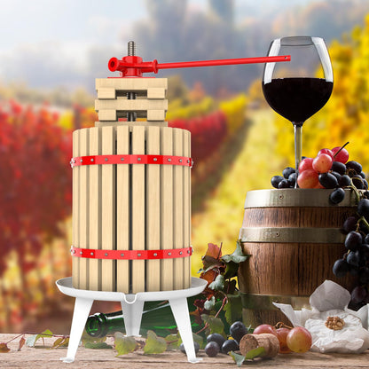 EJWOX 4.75 Gallon Fruit and Wine Press, Manual Cider Juice Maker with Solid Beech Wood Basket & Heavy-Duty Stand for Apples, Grapes, Berries